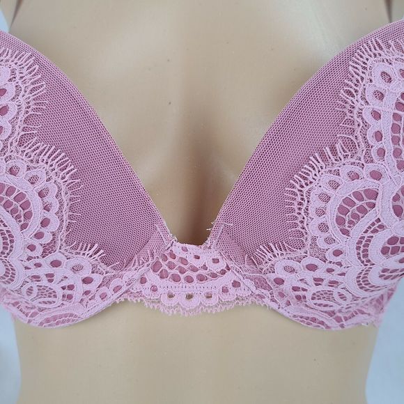 Victoria's Secret (32DD) Rose Pink Dream Angles Push Up Underwire Bra 360272-B63 - Picture 3 of 12